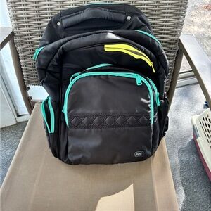 Lug Black Backpack with Aqua and Neon Accents